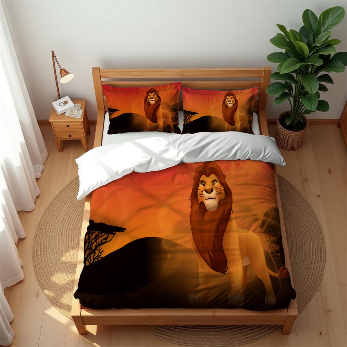 Premium Hotel Style Bedding Set The Lion King 3PCS Soft Cotton Rich Quilt Cover for All Seasons (lion 06,220x230cm(King))