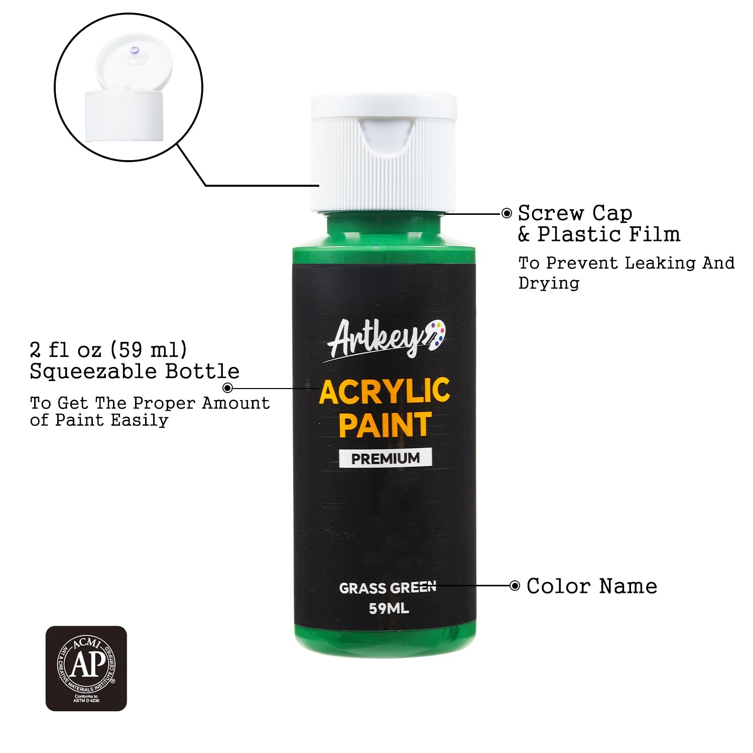 Artkey Acrylic Paint Set, 24 Colors 2 oz/59 ml Acrylic Paint Kit for Professional Artists & Beginners – Craft & Art Supplies for Canvas, Wood, Fabric, Rock, Leather, Ceramic, Glass, Easter Egg: Summer 16 Colors