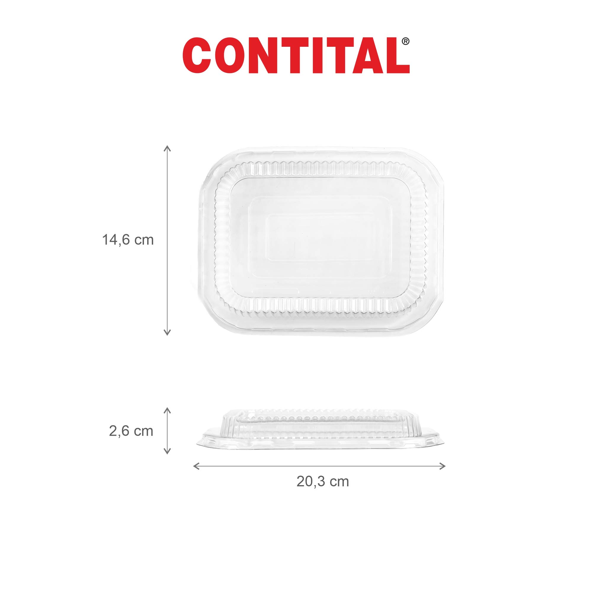 CONTITAL PL220875 | Coperchi in PET per Contenitori in Alluminio | Coperchi in PET Sigillanti, Durevoli e Riutilizzabili | 50 Pezzi