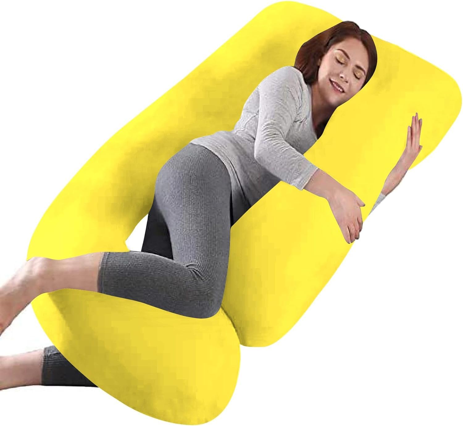 slatters be royal store Pregnancy Pillows for Sleeping 55Inches Full Body Pillow Maternity Support for Back, HIPS, Legs, Belly for Pregnant Women with Removable Washable Velvet Cover (Yellow) (B0D453HYNC) Amazon Price History, Amazon Price Tracker