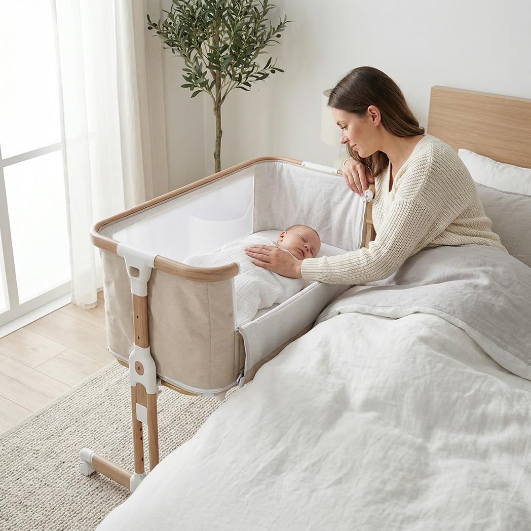bebe2luxe LEO 4 in 1, Culla neonato fianco, lettino, culla co-sleeping, antigurgito, parco giochi per bambini...