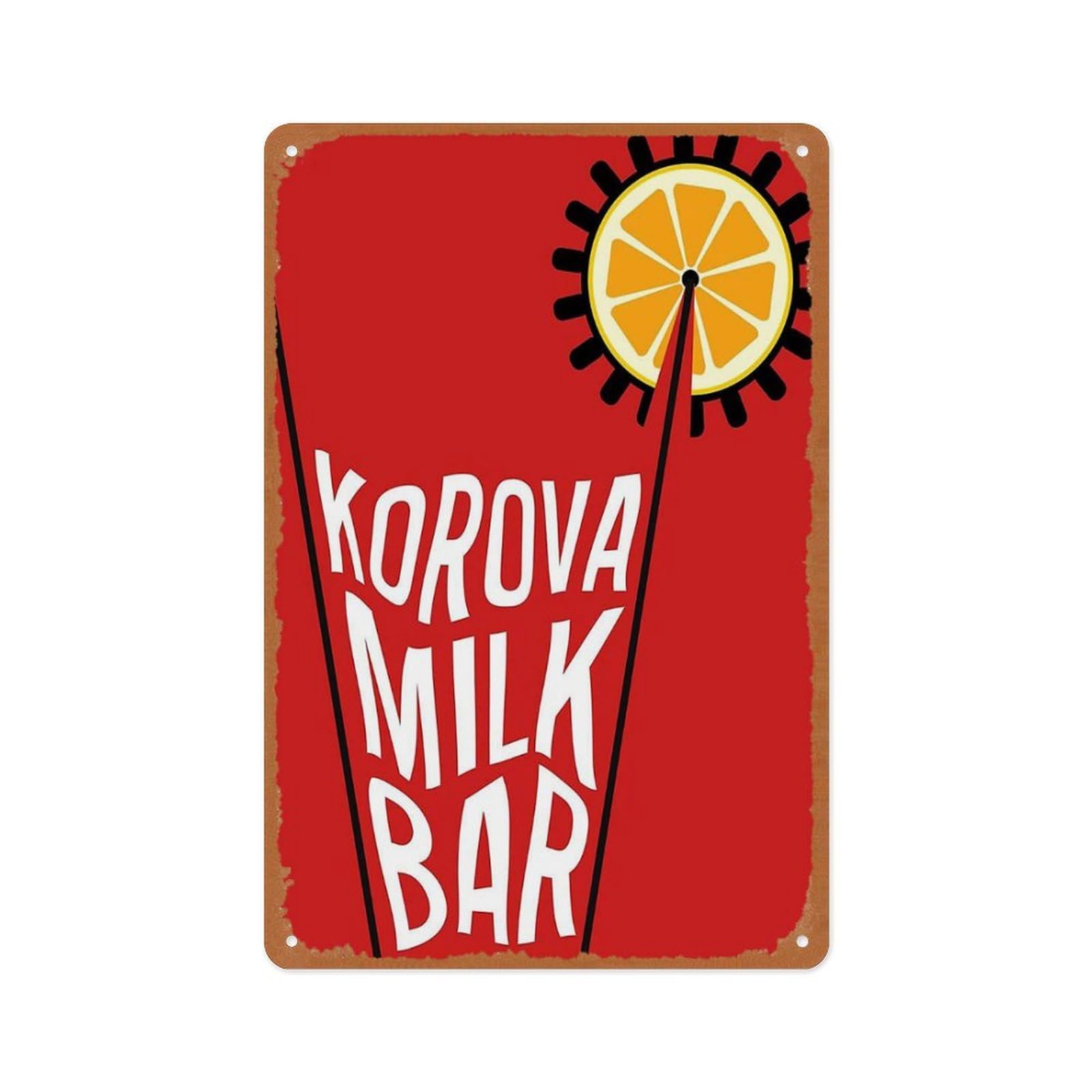 peiyeety Metal Sign - Korova Milk Bar Tin Poster, For Events, Restaurants, Hotels Wall Decor 12 X 8 Inches