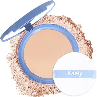 بودرة وجه مضغوطة مضغوطة مع مراة ومنتفخة من كايلي، بودرة تثبيت مكياج غير لامعة للتحكم في الدهون للنساء البشرة الدهنية، مقاومة للماء، 130 ترو بيج