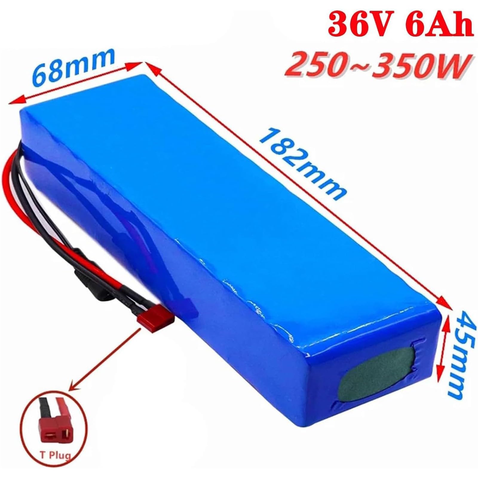 Batería Ion Litio 36V 6Ah, con Sistema Integrado BMS y Cargador, para Bicicleta Eléctrica Modelo Scooter Herramientas Eléctricas Motor 50W-300W XT60