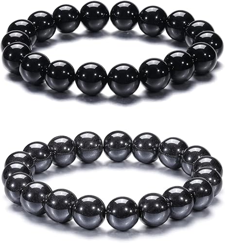 Pulsera elástica con cuentas elásticas de cristal curativo de 0.39 a 0.47 pulgadas (0.394-0.472 in), unisex, para yoga, meditación, relajación,