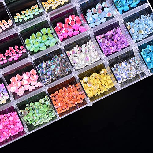 Weilusi Nail Art Rhinestones Round Beads Flatback Crystals Gems 8620Pcs Multi Shapes Glass Crystal Rhinestones For Nail Art Makeup Face Decor Crafts Supply (Mermaid Rhinestones Nail) #TOP4