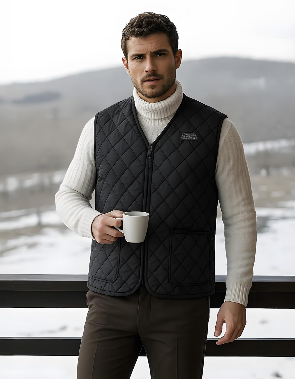 KEMIMOTO Gilet Riscaldato Uomo, Elettrico Gilet Riscaldato con 8 Elementi Riscaldanti, USB Giubbotti Riscaldati con 3 Temperature per Sci Escursionismo Caccia Moto (Con Batteria 10000mAh)