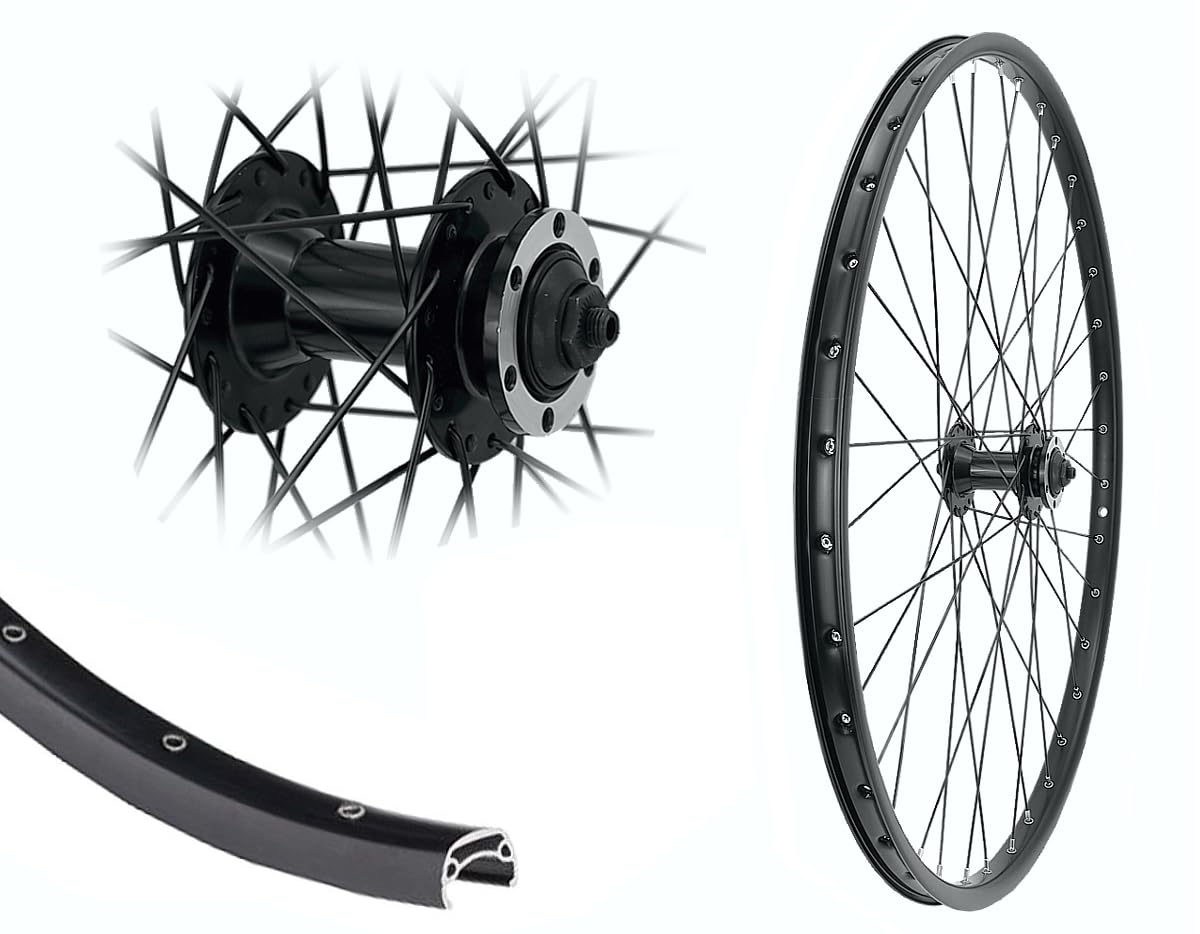 Vorderrad 26 Zoll Disk 6-Loch V-Profil Laufrad MTB 19-559 Hohlkammerfelge schwarz