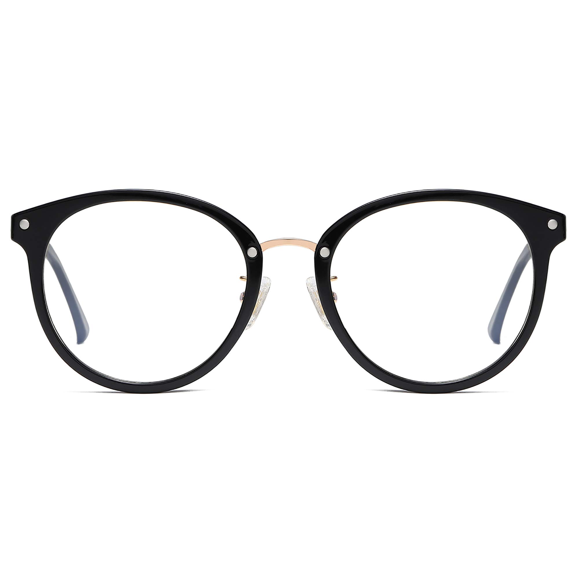 SOJOS Retro Round TR90 Blue Light Reading Glasses Womens Mens Readers Computer Glasses Eyewear Frame SJ9001