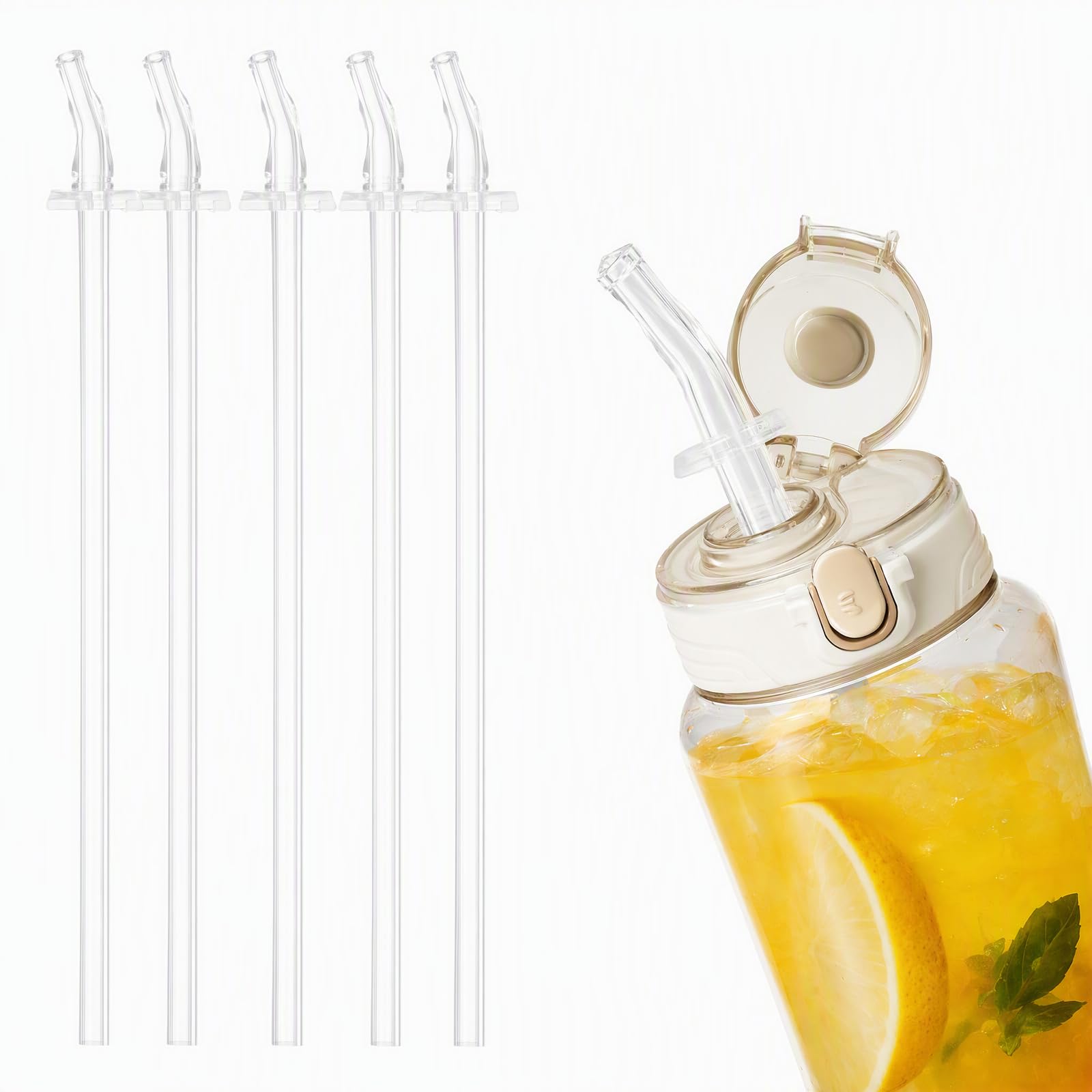 TOPPERFUN Reusable Silicone Straws Set Transparent Water Bottle Accessories