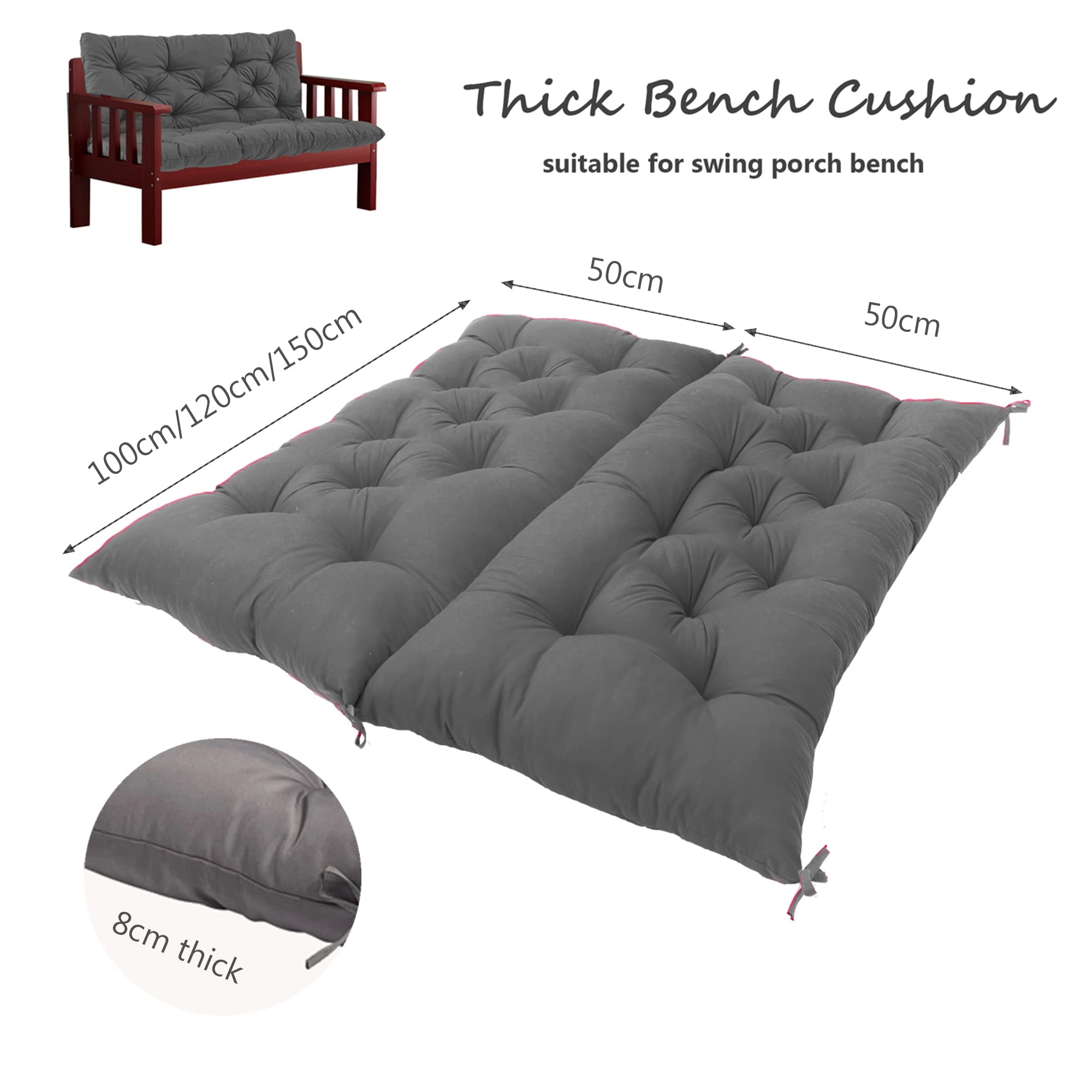 Cuscino di ricambio per dondolo con schienale, marrone scuro, 150 x 100 x 8 cm, per interni/esterni, patio, panca lunga, pavimento, portico, giardino, confortevole materiale in pelliccia
