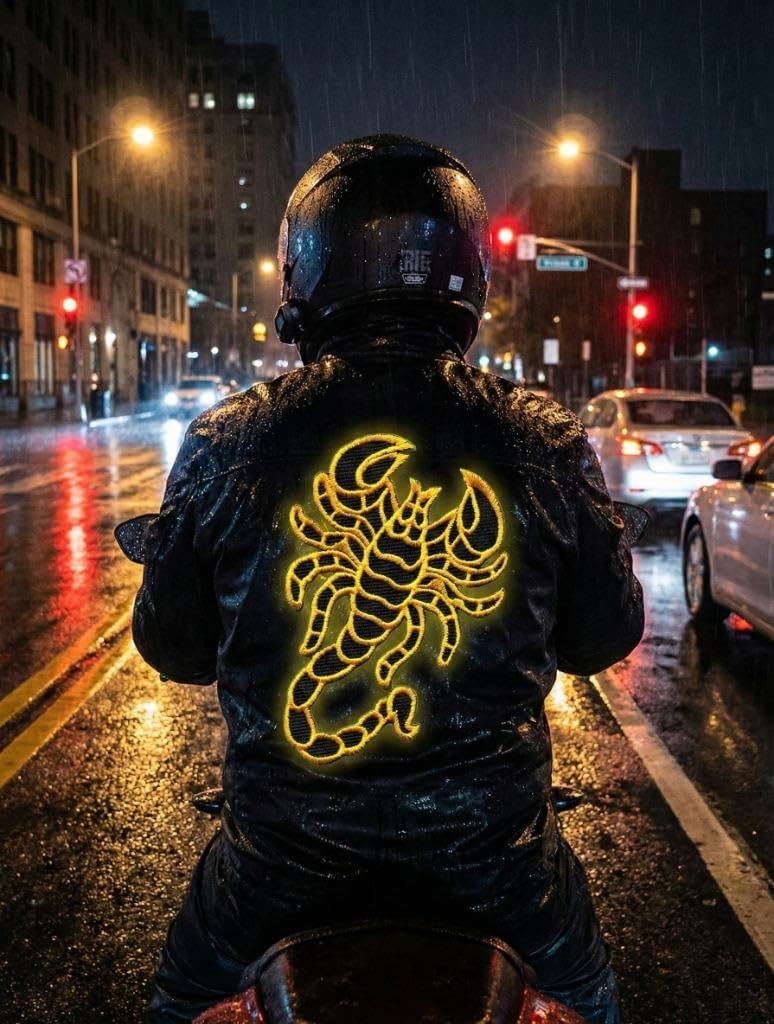 Yellow Scorpion Patch 8x11 Inch, XL XXL Large Embroidered Iron On Applique for Back of Jackets, Biker DIY Fashion Statement Decor