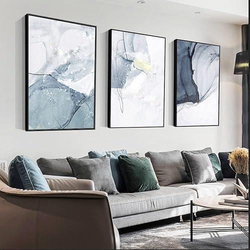 Lienzo enmarcado para pared, tamaño grande, 24 x 32 x 32 pulgadas, 3 piezas de pósteres abstractos y simples, obras de arte para colgar en la sala