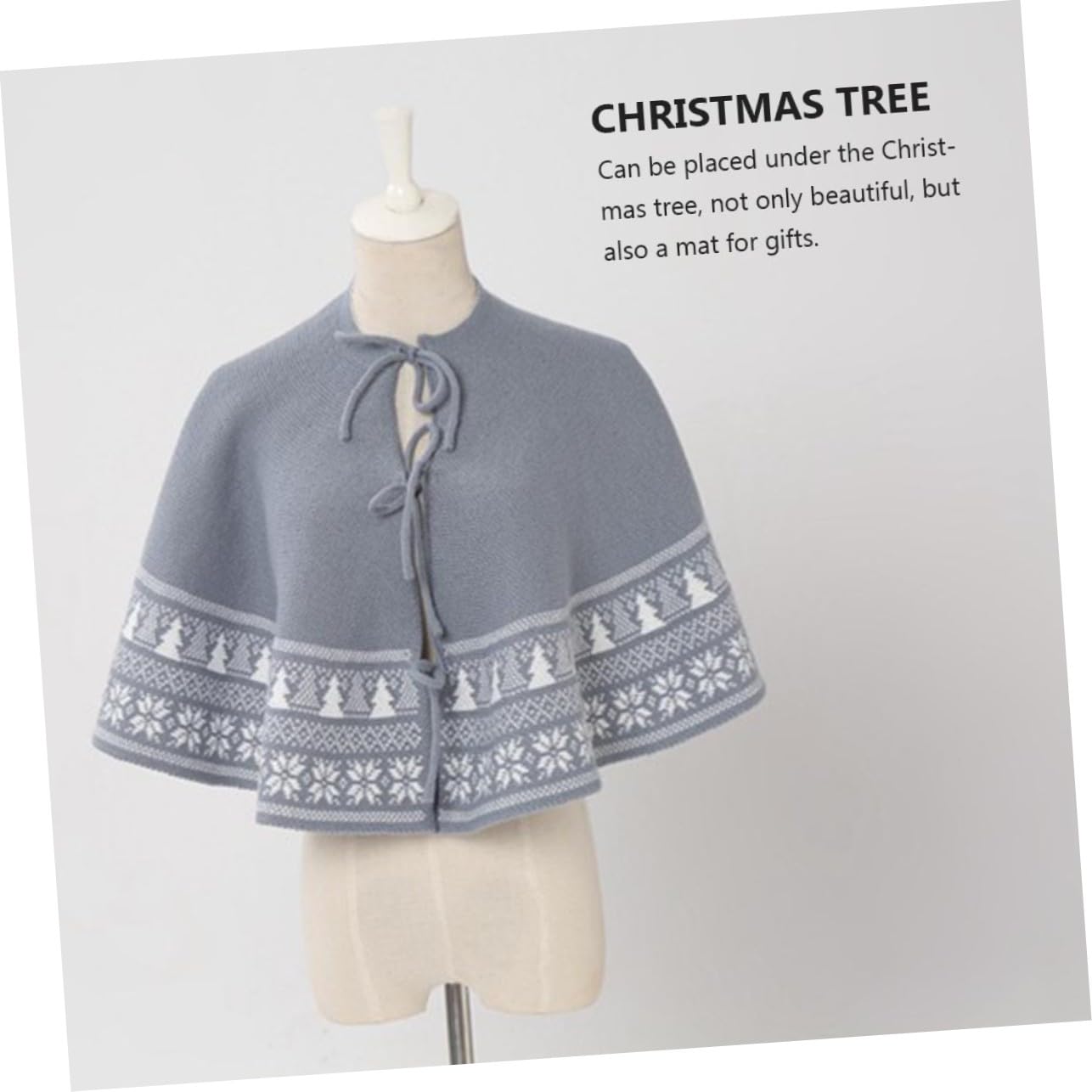 Gonnellino Albero Natale in Maglia Decorazione Tessuto con Nastri Albero di Natale Accessorio Festivo per Casa e Feste Natalizie