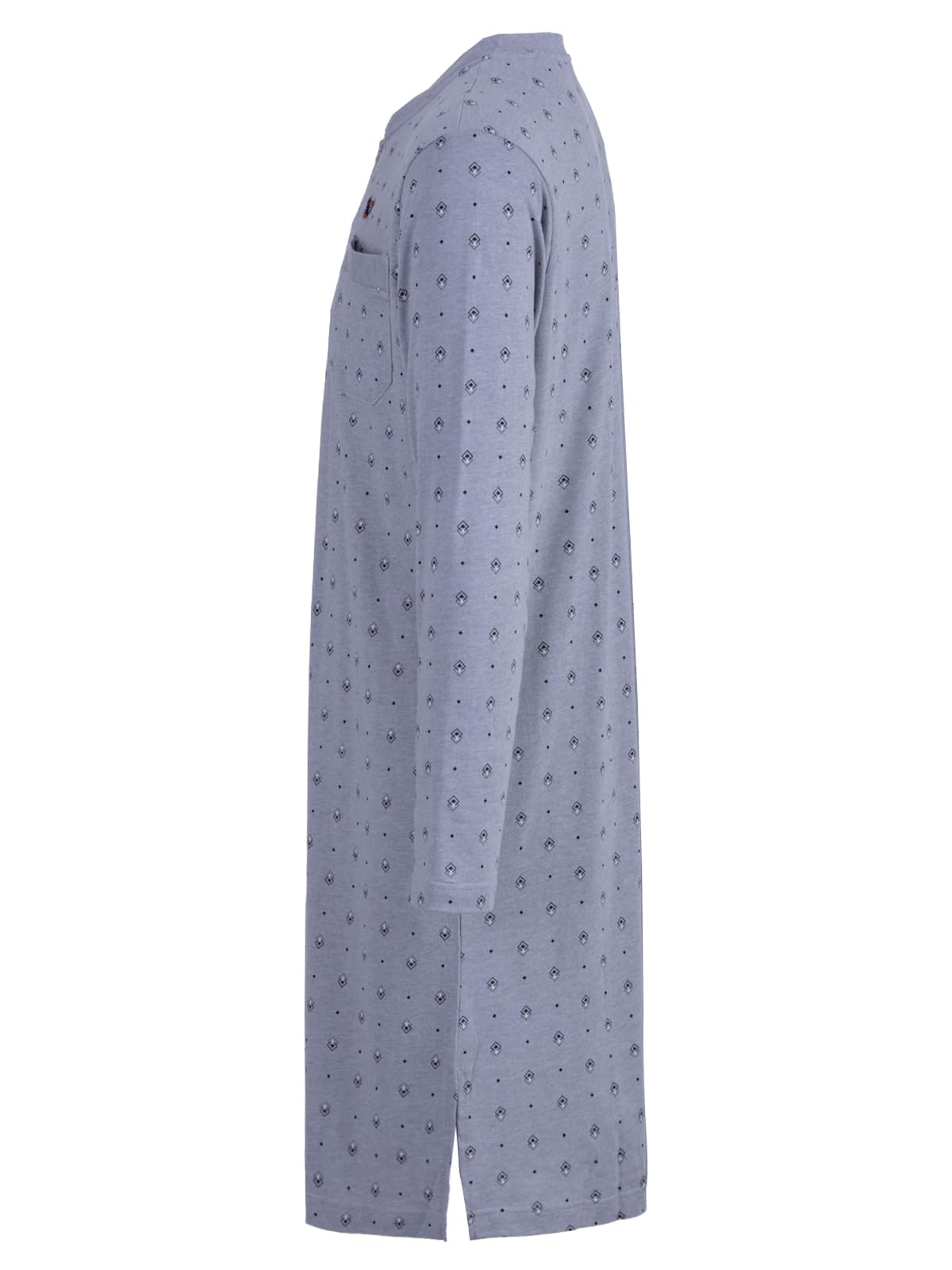 Chemise de nuit à manches longues pour homme avec poche poitrine Taille M à 3XL