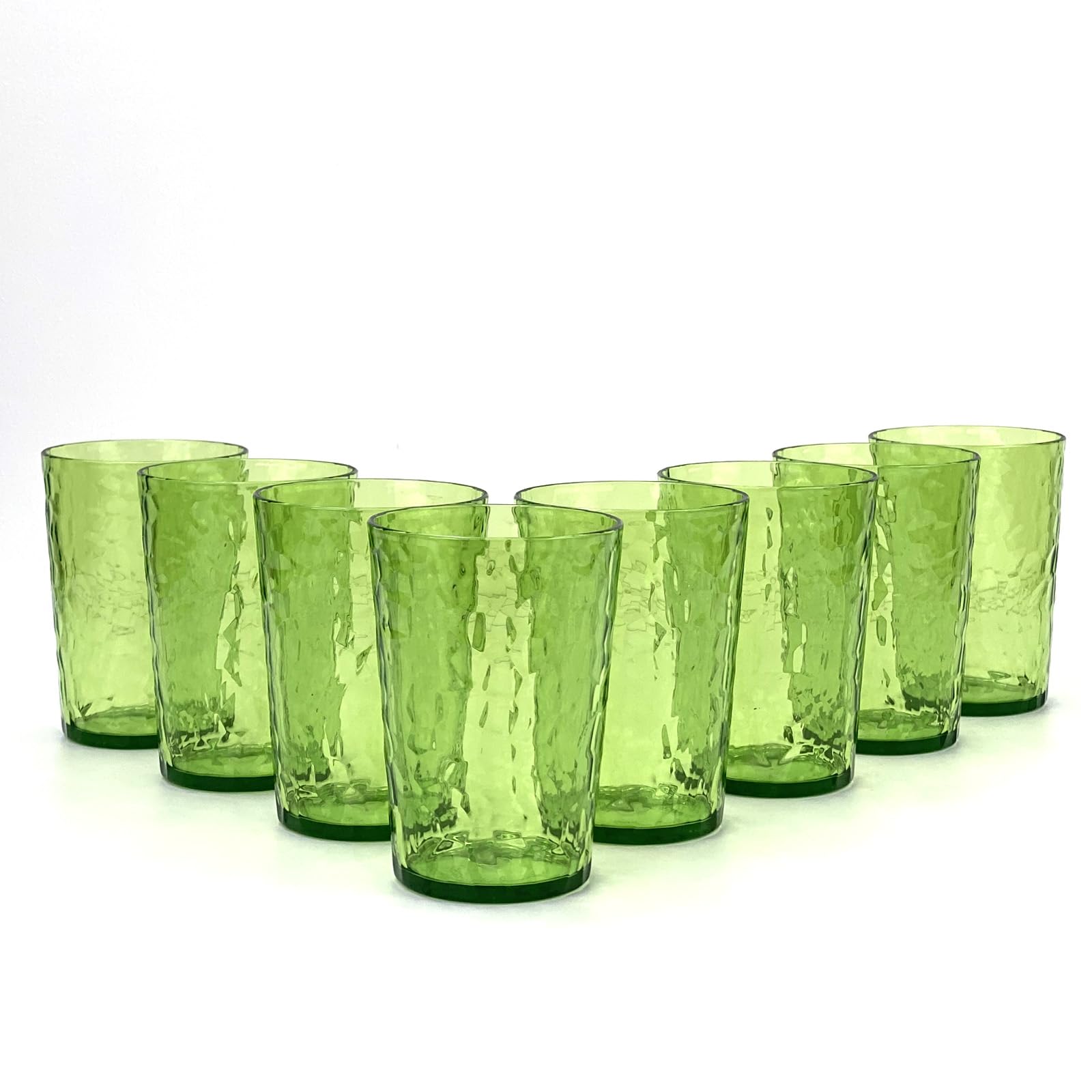 Yanglonghui 24-Ounce Plastic Tumblers (Set of 8), Reusable Plastic Mugs, BPA-Free Acrylic to Drink Mugs, Shatter Resistant, Textured Interior, Dishwasher Safe (Green, 15 Ounce)