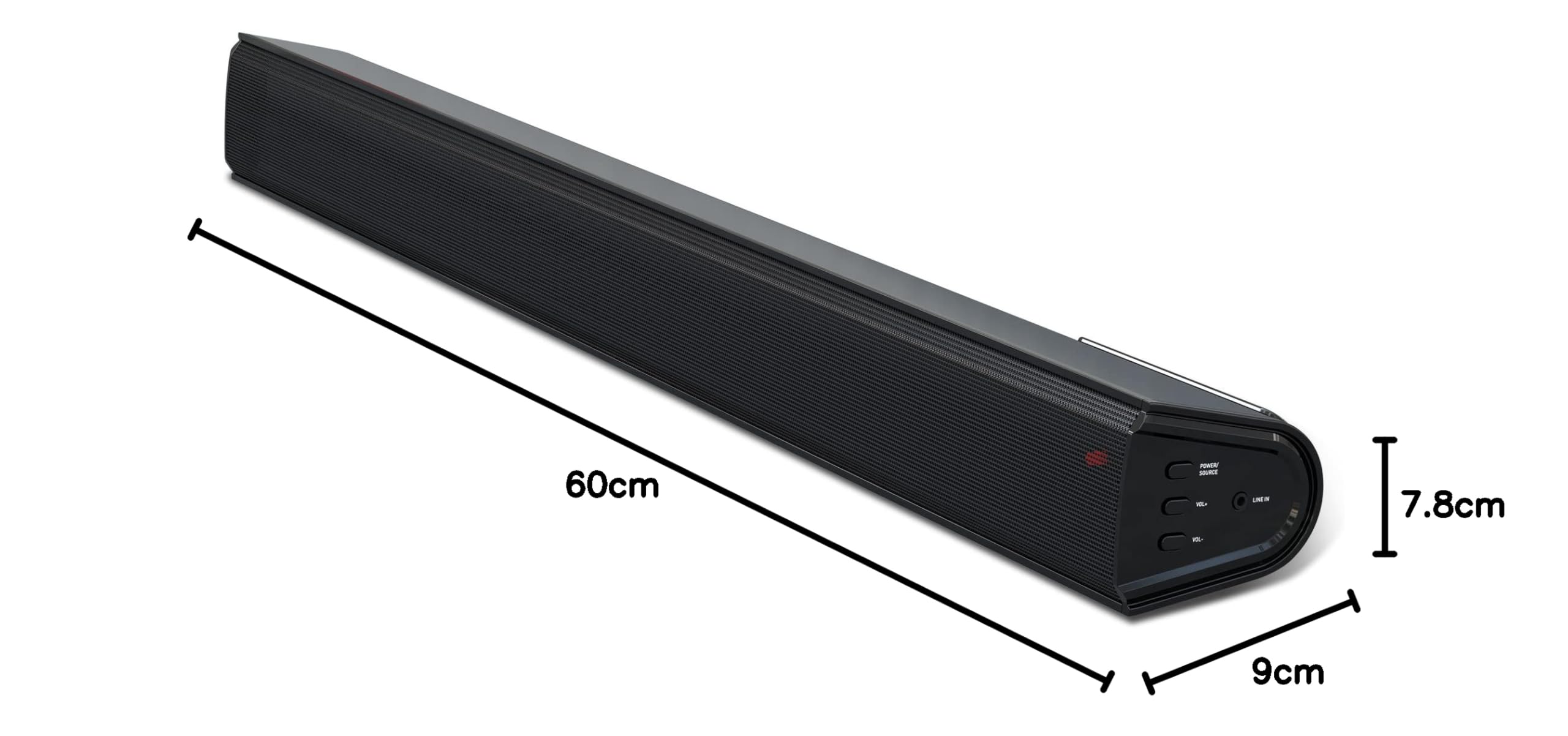 Cello YWS15M-DE TV soundbar 2 x 10 W + 20 W = 40 W kabel Bluetooth 12 V do telewizorów kempingowych, zasilacz czarny