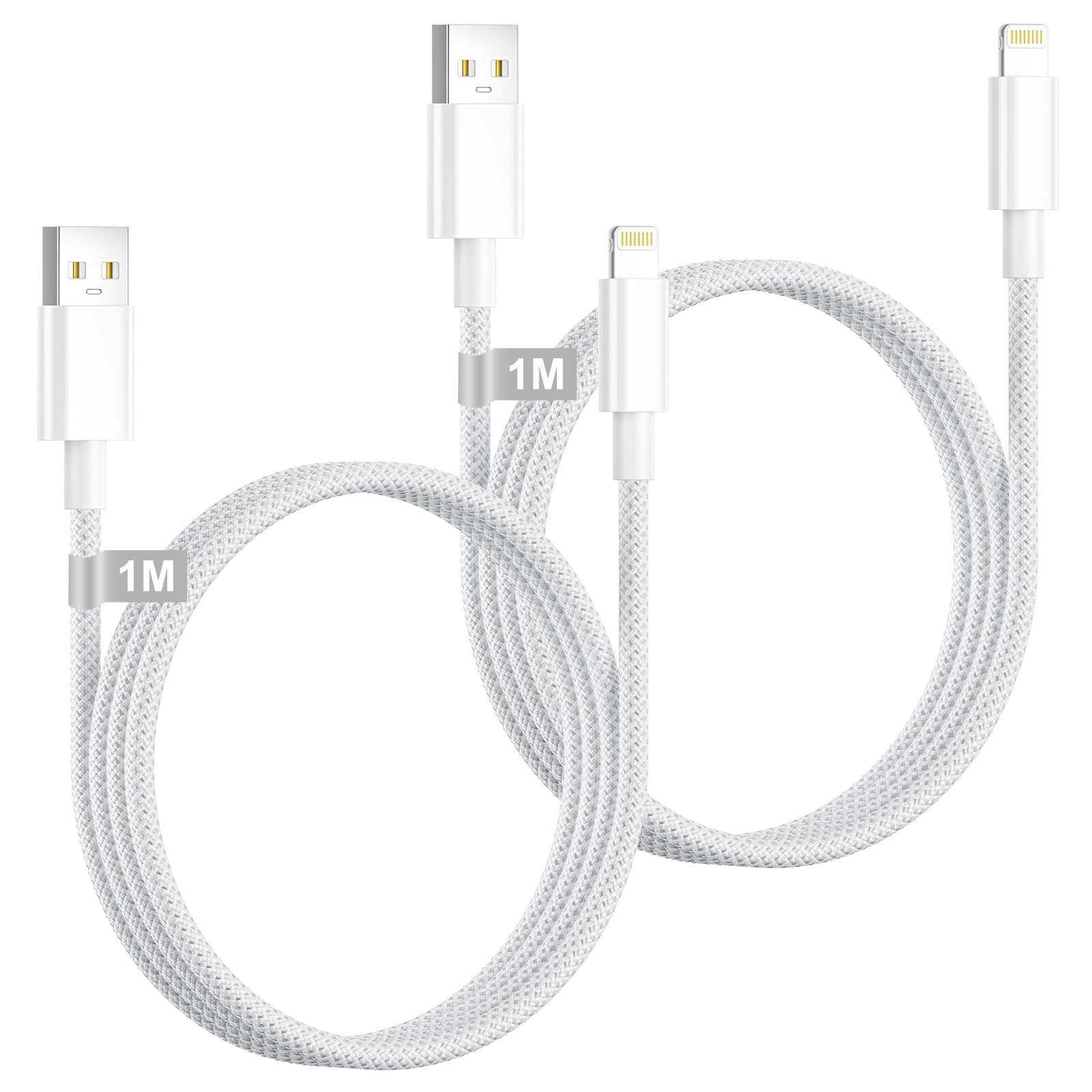 iPhone Ladekabel, Lightning Kabel 1M 2Pack[Apple MFi Zertifiziert], Ladekabel iPhone Schnellladekabel Nylon iPhone Kabel USB Lightning Kabel für iPhone 14 13 12 11 Pro Max/Mini/XS/8/7/6/5/SE,iPad