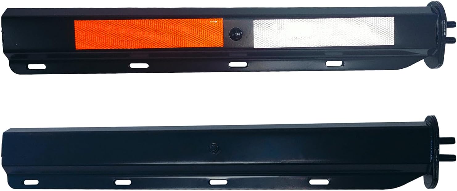 2 Pack Straight Mudflap Hangers Brackets Mud Flap Holder Mounting Kit 30" Length Spring Loaded with Reflective Tapes fit for 1-1/8" Bolt Spacing Semi Trucks, Black