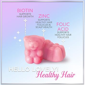 Hair Vitamin Gummy - Advanced Hair, Skin, Nails Supplement - Complete Beauty Complex with 5000mcg Biotin - Supports Thicker, Stronger, Fuller Hair for Women & Men - Berry Flavor - 120 Gummies