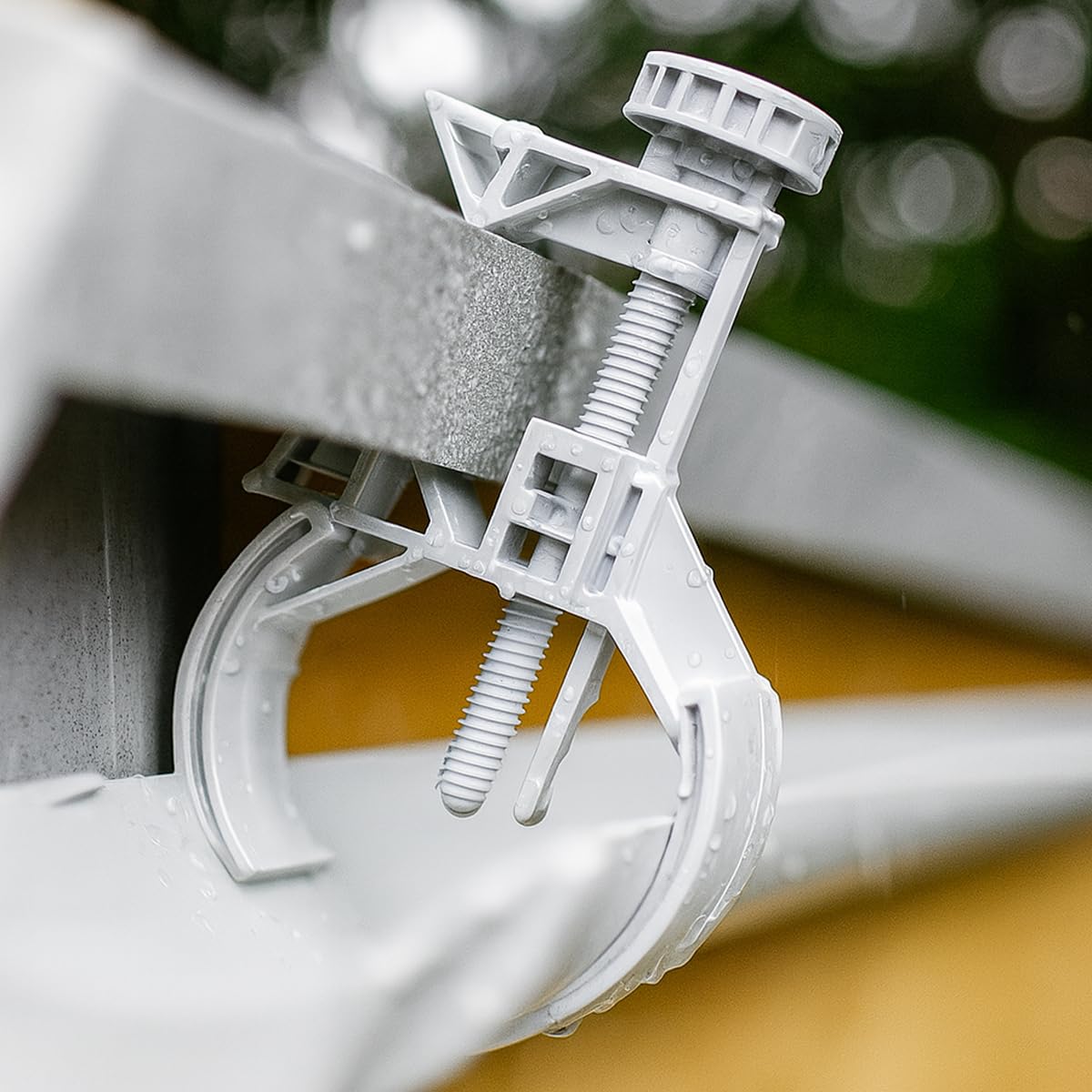 White Mini Gutter Guttering Shed Bracket Clamp Adjustable - No Tools Required