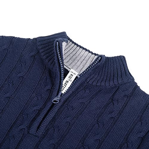Image of Kid Nation Boys Sweater Cotton Quarter Zip Sweater Kids Cable Knit Pullover | Casual 1 /4 Zip Sweater for Child 3-14 Years (Previously Amazon Essentials)