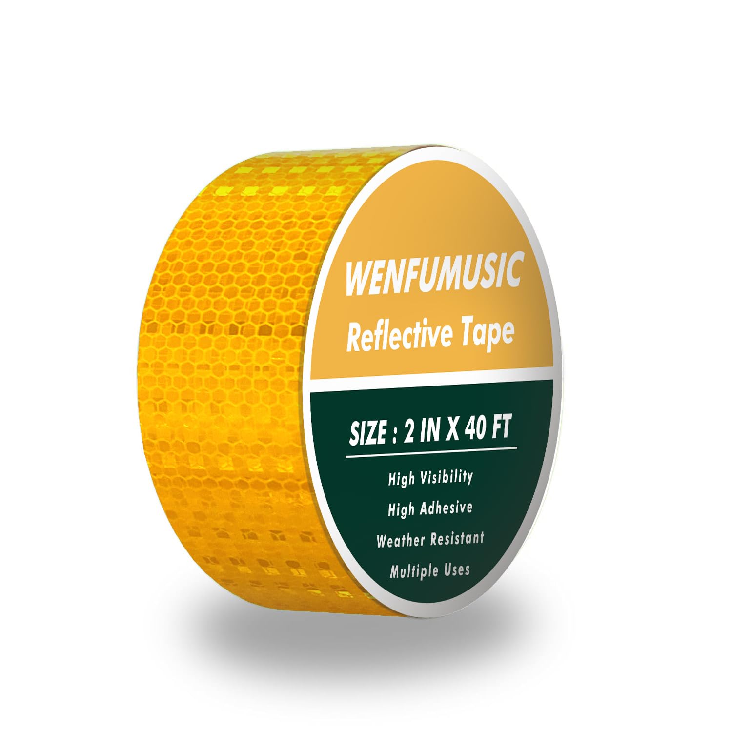 WENFUMNUSIC - Cinta reflectante de 2 pulgadas x 40 pies, color amarillo, DOT-C2, calcomanías reflectantes impermeables y cinta reflectora con adhesivo fuerte para camiones, remolques, motocicletas