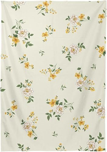 Miniatura 2 de ZOEO Mantel rectangular con estampado de flores sobre amarillo, moderno, mantel de cocina y comedor, mantel decorativo lavable para fiestas, picnic,