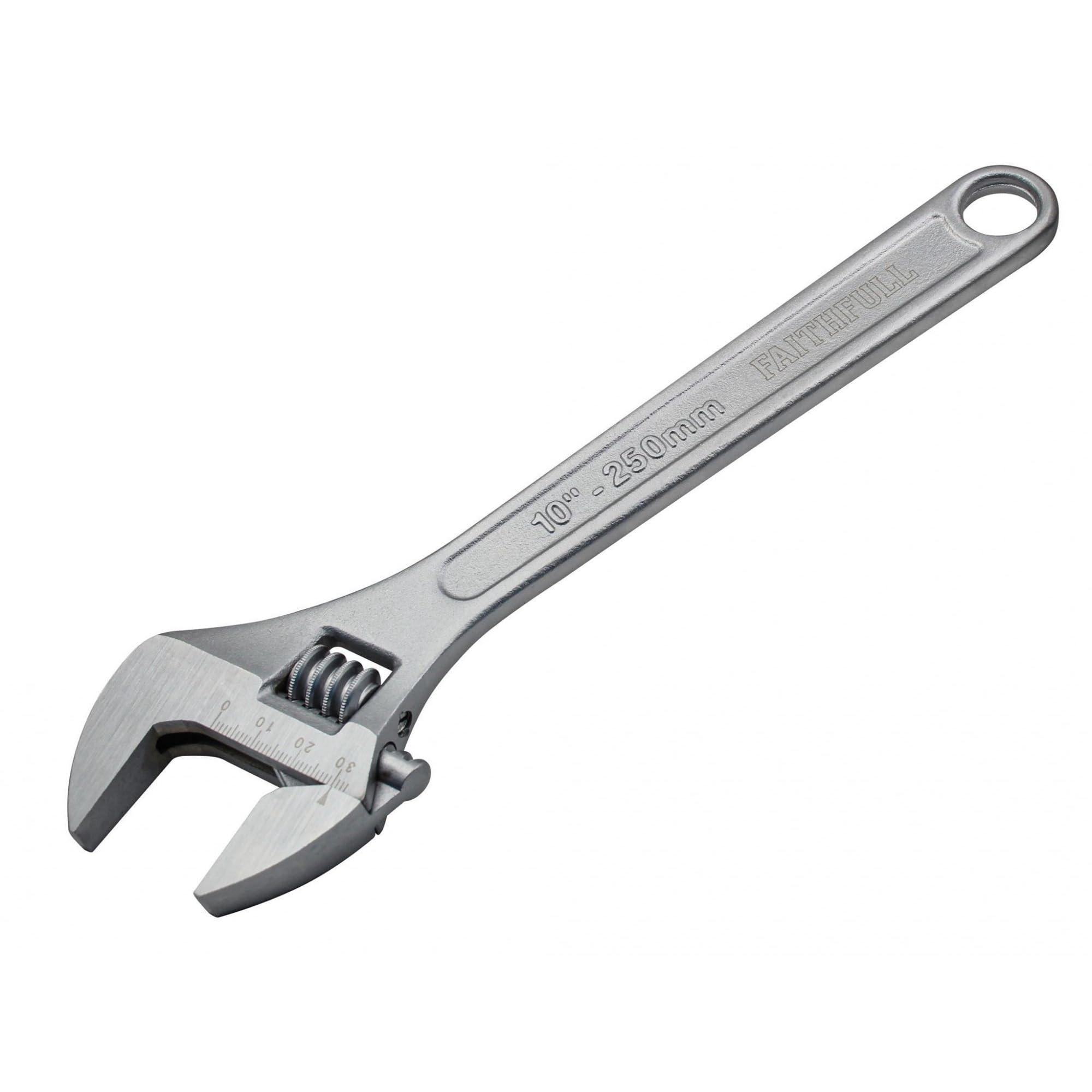 Faithfull FAIAS250MC Adjustable Chrome Spanner 250mm (10in) - 30mm Jaw Capacity