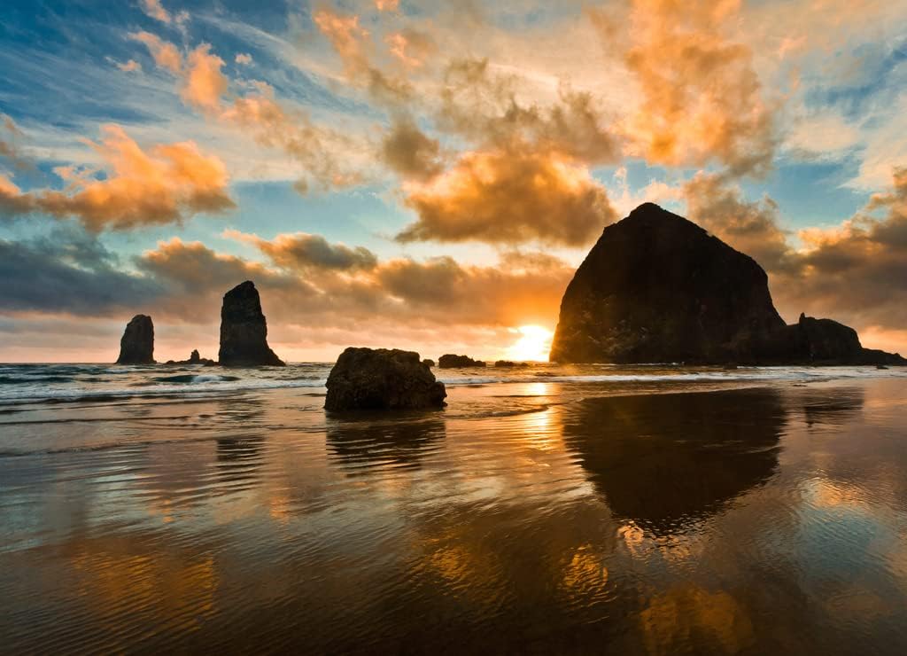 Noah Jigsaw Puzzle Sunset on Cannon Beach, Oregon 1000 Pieces