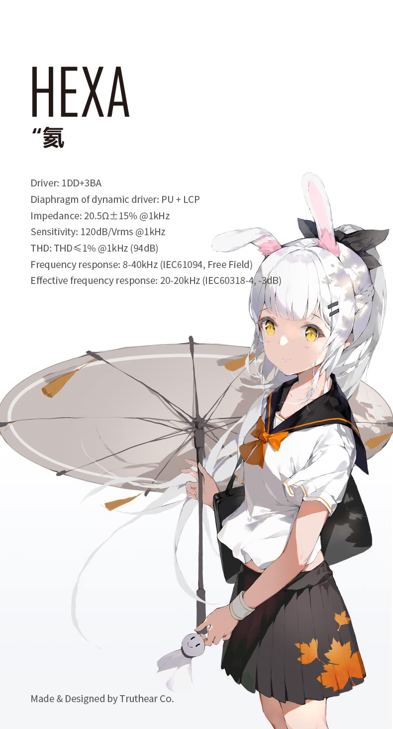 Fanmusic Truthear Hexa 1DD+3BA Hybrid Struktur PU+LCP Membran des dynamischen Treibers 0.78 2Pin Kabel Flexible Expansibility DLP In-Ear Monitore Kopfhörer (Hexa)