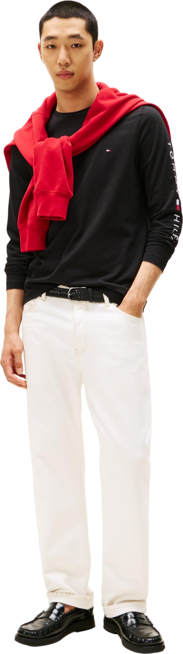 Tommy Hilfiger Camiseta de Manga Larga Hombre Tommy Logo Long Sleeve Tee con Cuello Redondo Slim Fit