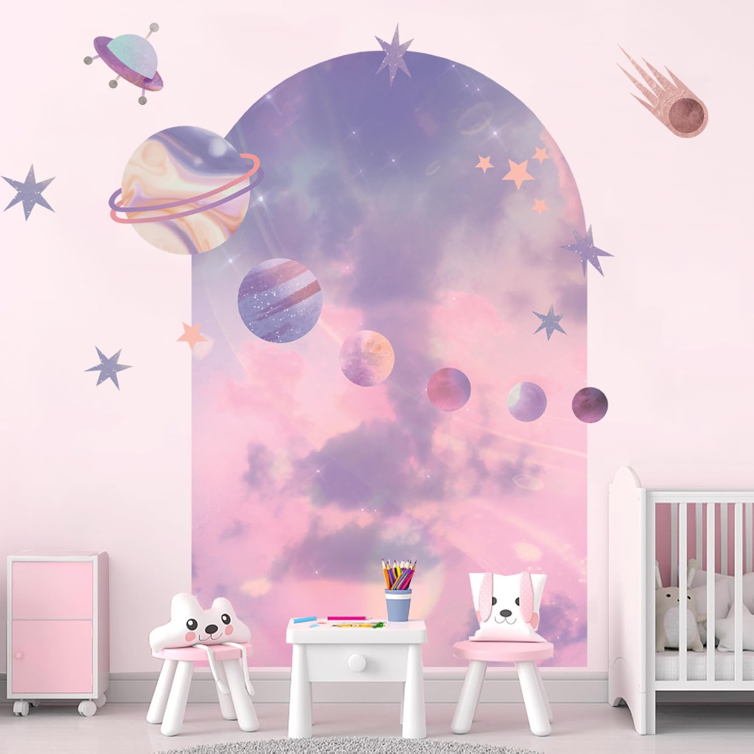 TOARTi Large Boho Arch Wall Art Decal Girls Bedroom Wall Sticker Vinyl Peel and Stick Fantasy Color Wall Decal for Nursery Headboard Living Room Nursery Office Home Decor - Image 3