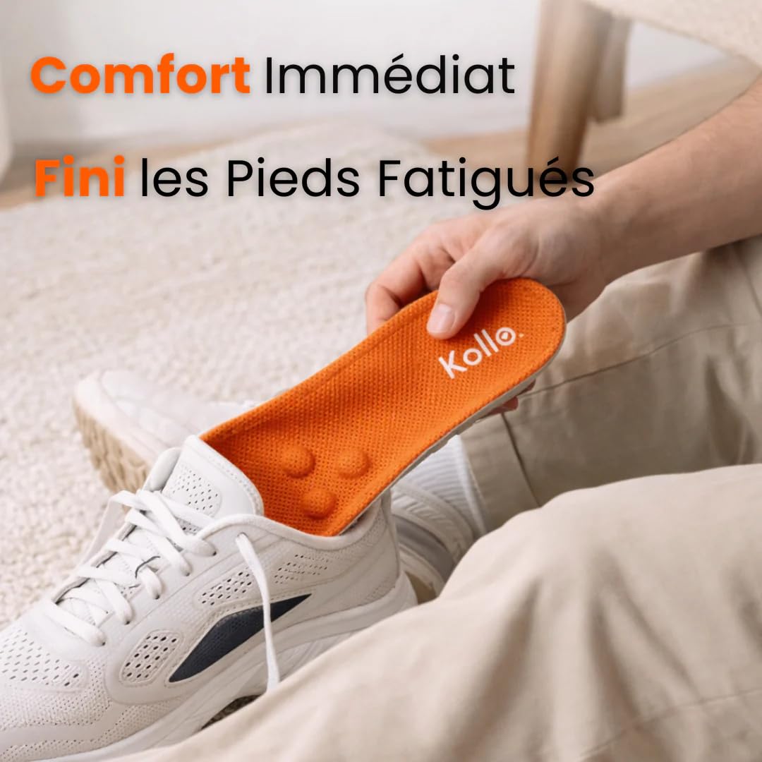 Semelle Kollo, Semelle Kollo Acupression, Soulagez Vos Pieds Des LePremier Pas, Confort De MassageToute La Journee (Orange, 37-38)