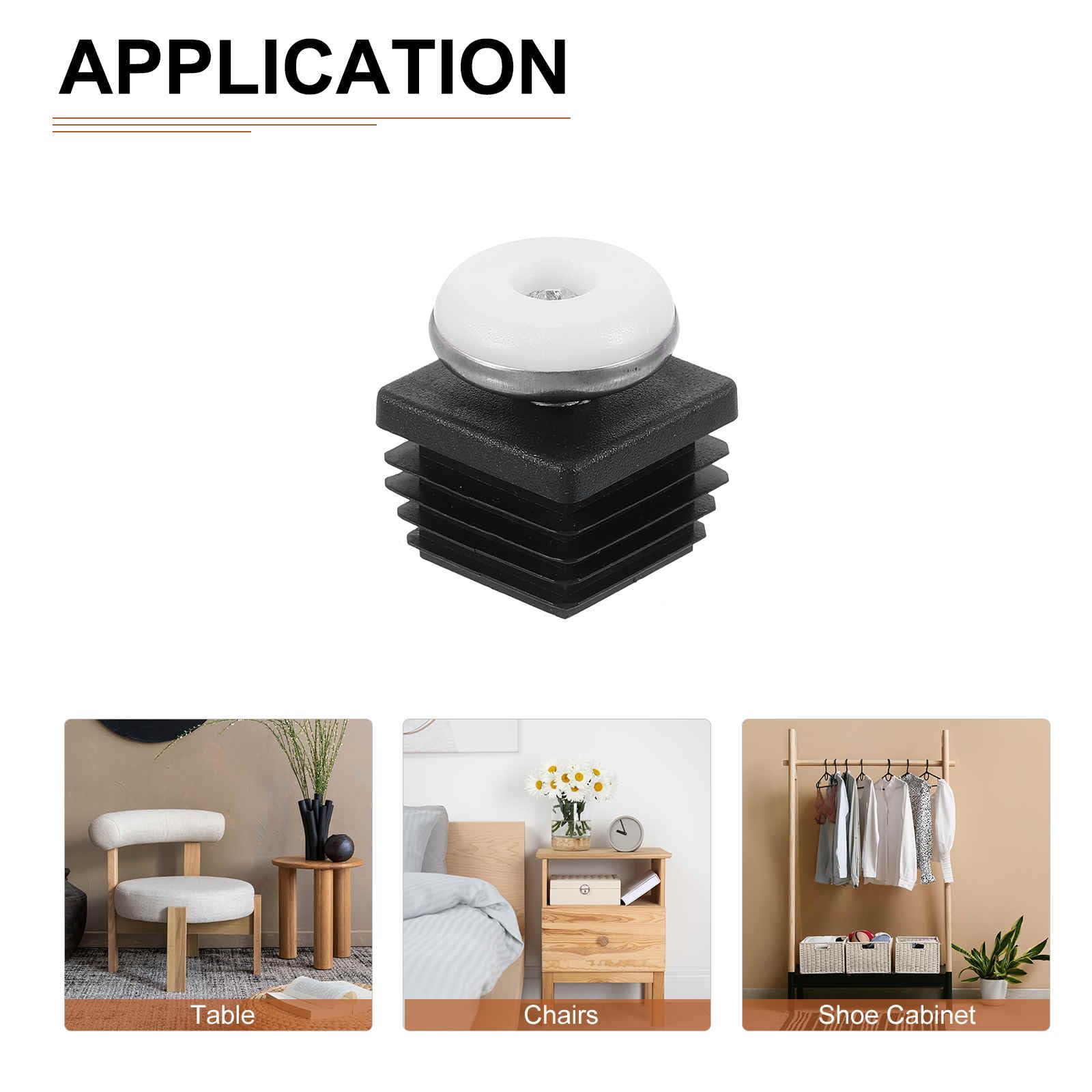 DTGN 30x30mm(LxW) Adjustable Leveling Feet - 4Set - Good for Furniture - Square Adjustable Insert Kit Furniture Glide - Black - Image 4