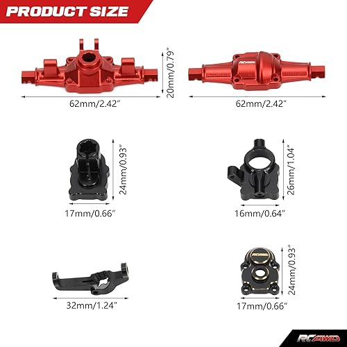 Miniatura 5 de RCWAD - Carcasa de portal delantero trasero de latón completo carcasa de eje soporte de cubo C para orugas FMS Fcx24 1-24
