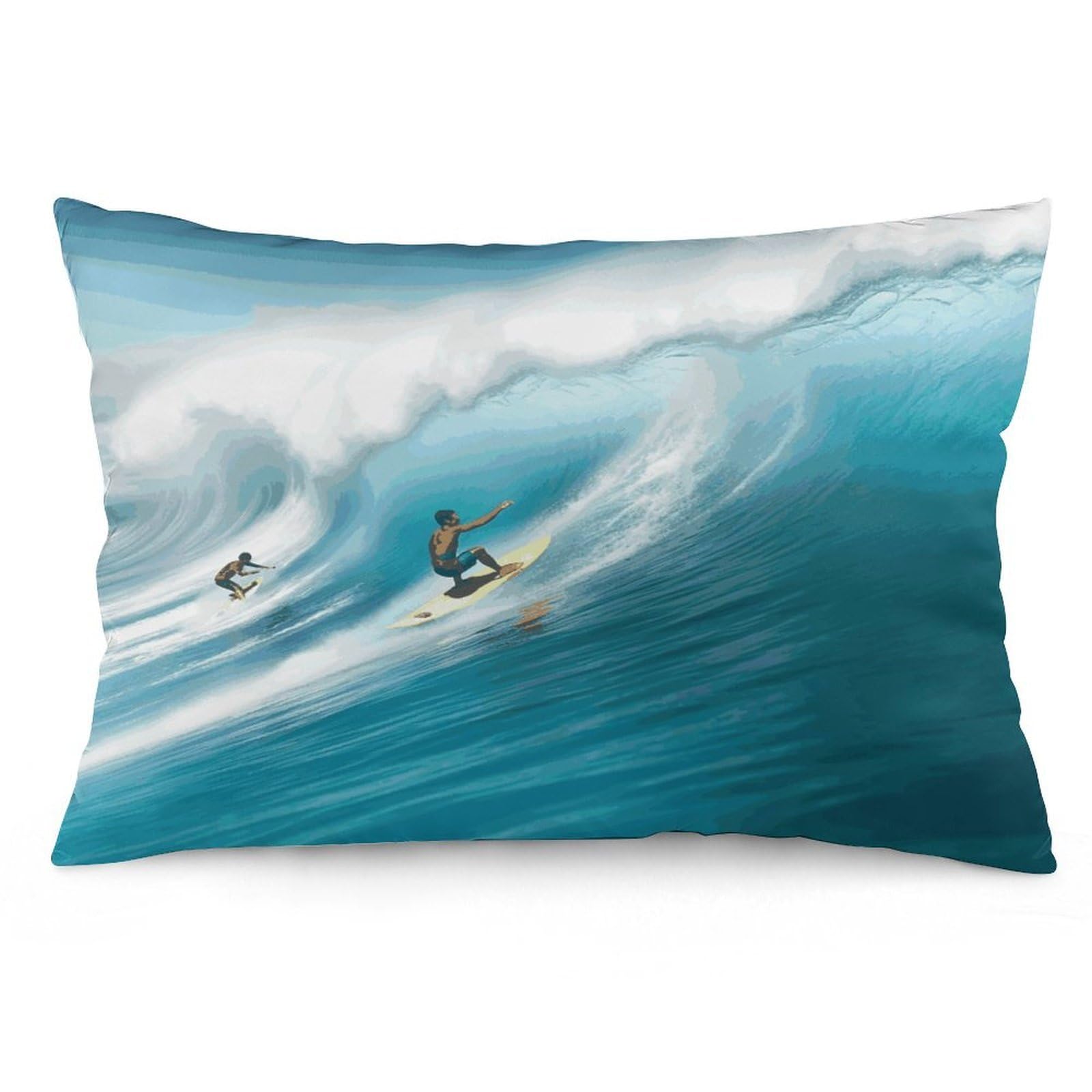 Surfing Throw Pillow Covers with Silent Zipper Polyester Pillow Protectors Removable Pillow Cases Soft Pillowcase Cozy Pillow Sham Cushion Cover for Sofa Car Bed 20"x30"