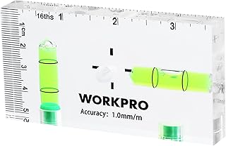 WORKPRO Small Level, 3-3/4 Inch Mini Level Tool, Magnetic Level with 2 Different Bubbles 90°/180°, Shatterproof Cross Check Bubble Level, Pocket Level for Picture Hanging Tool