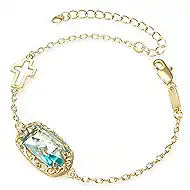18K Gold/Silver Plated Cross Bracelet for Women Trendy Dainty Birthstone Bracelets Paperclip Bracelet Stack Fashion Women's Jewelry Gift for Her