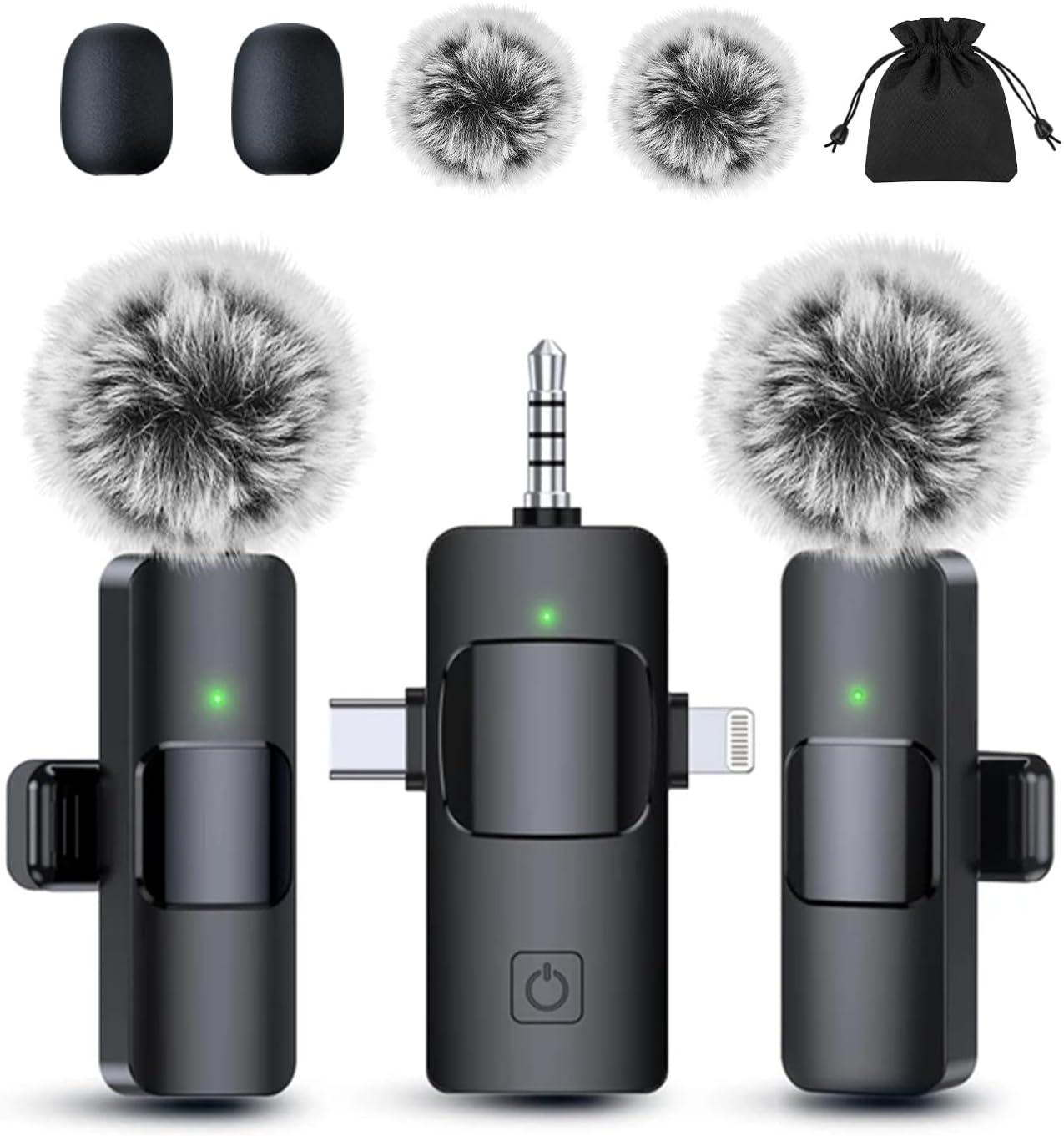 PQRQP Mini Microphone for iPhone - 3 in 1 Wireless Microphones for iOS/Android/Camera, Studio-Quality Audio, Plug & Play Clip Mic for Video Recording Podcast