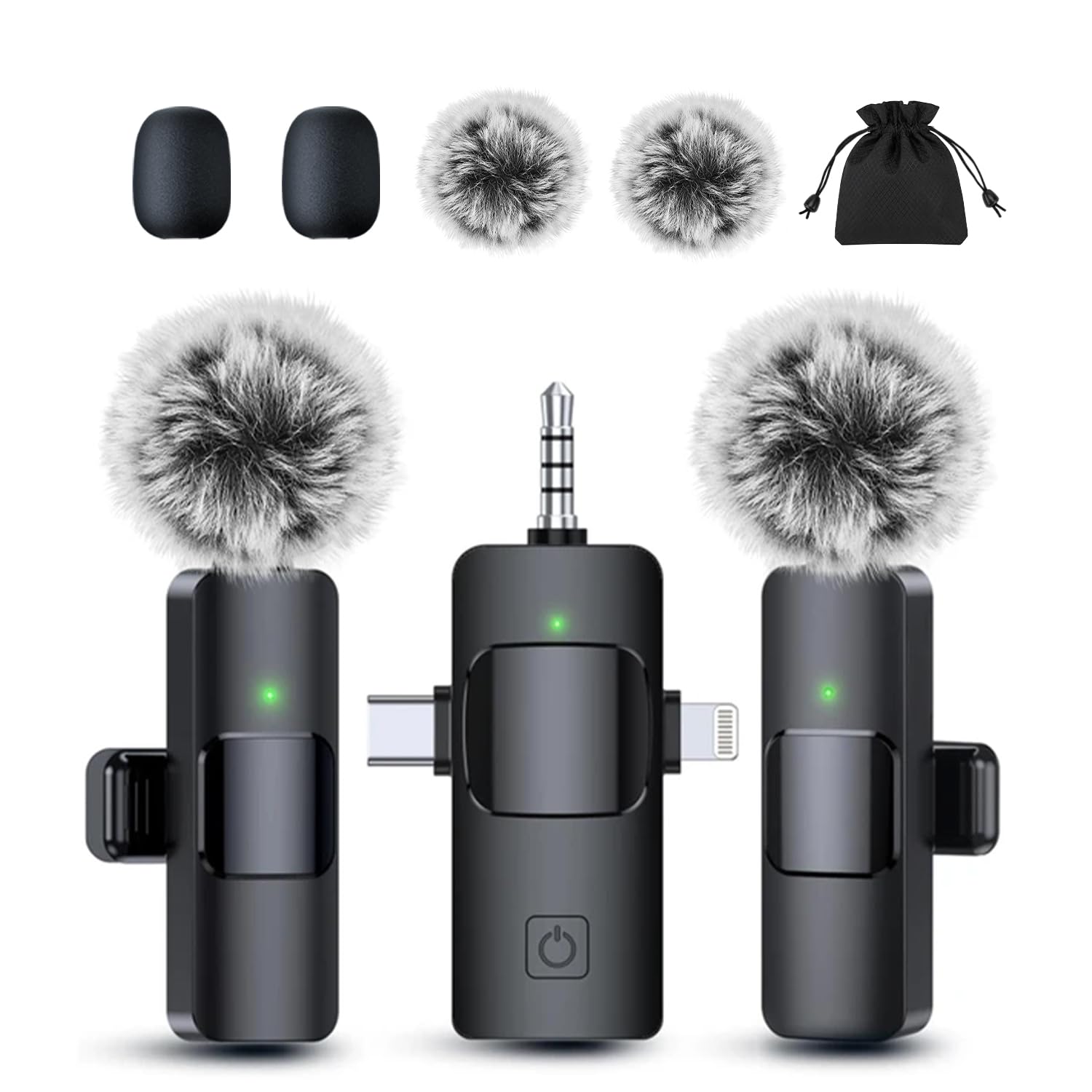 PQRQP Mini Microphone for iPhone - 3 in 1 Wireless Microphones for iOS/Android/Camera, Studio-Quality Audio, Plug &amp; Play Clip Mic for Video Recording Podcast