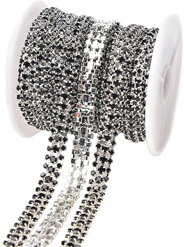 Miniatura 9 de Cadena brillante de 3 filas de diamantes de imitación con diamantes de imitación de 0.098 y 0.157 pulgadas para costura, manualidades, bodas,