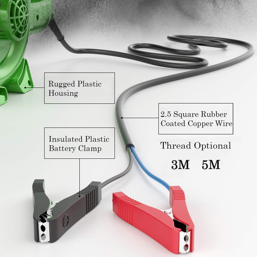 12V/24V Soffiatore per Foglie Elettrico Portatile con Cavo,2 in 1 Spazzatrice e Aspirapolvere con Sacco di Raccolta,per La Pulizia di Terrazze Giardino