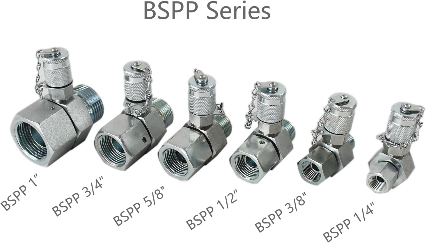 BSPP Hydraulic Swivel Run Tees 6-Pack Hydrulic Tee Connector Tester Coupling Set for Repair Excavator Construction Machinery