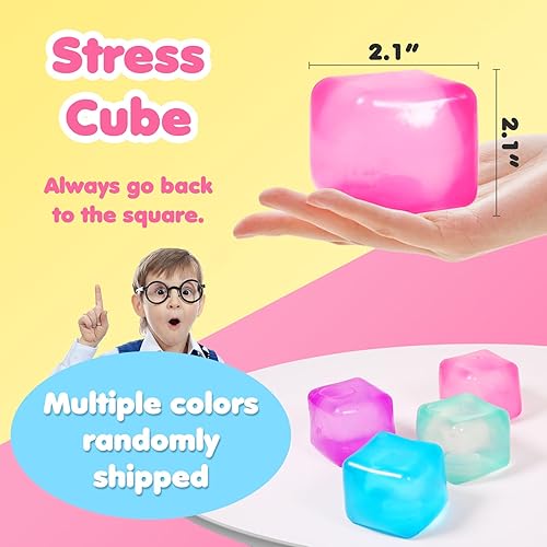 Miniatura 4 de Paquete de 2 cubos de estrés Squishy Stress Balls para adultos y niños, juguete para ansiedad para tu mejor suavidad y relajación, cubos de hielo,