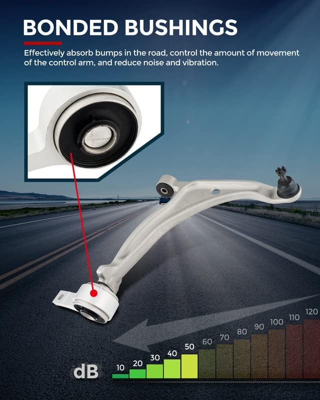 K620166 Front Lower Control Arm, Front Lower Control Arm Kit Replacement for 2002-2006 Altima 2004-2008 Maxima -w/Ball Joints Tie rods Replace K620166 K620167 K90352 K90353 EV427 ES3438