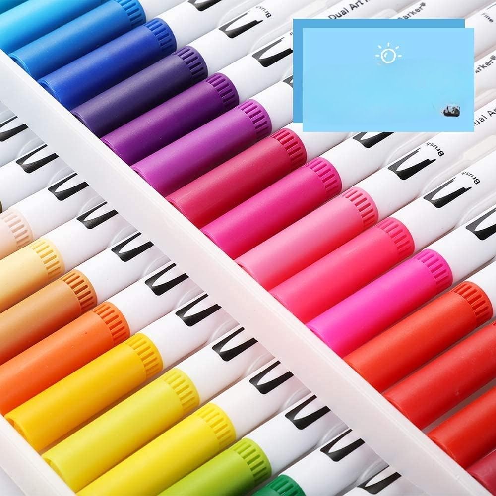 Umi 24 kolory artystyczne podwójne końcówki pędzel do kolorowania cienkopisy kolorowe markery na bazie wody do kaligrafii rysowania szkicownika Bullet Journal
