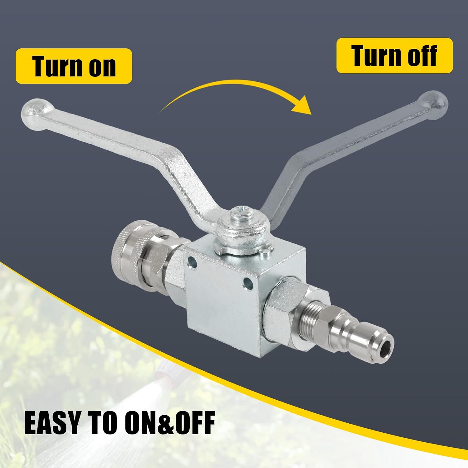 Ball Valve for High Pressure Washer Hose Kit with 3/8 Inch Male Coupler Plug & 3/8" Female Quick Connect ; 4,500 PSI Max Working Pressure ; Includes replacement Quick Connect and Teflon Tape