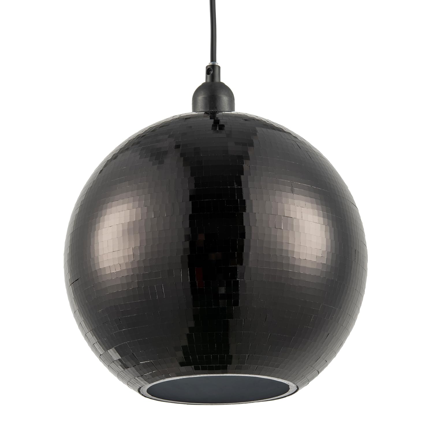 B&Q -  Modern Shiny Disco Mosaic Ball In Mirrored Black Tiles Retro Style