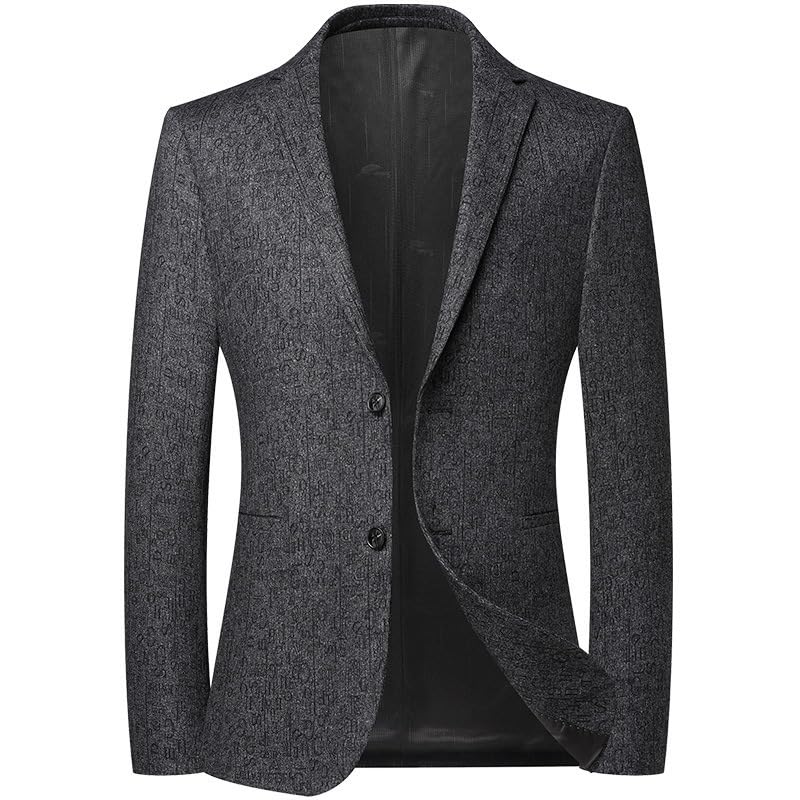 Mens Dark Gray Slim Fit, Two Button Casual Lightweight Jacket, Sport Coat for Daily